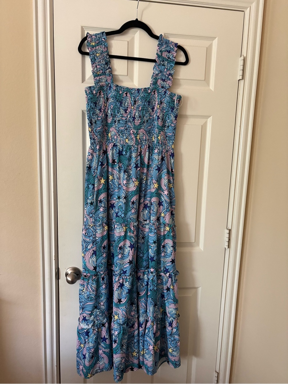 Dressed in LALA Blue Teal Patterned Maxi Dress